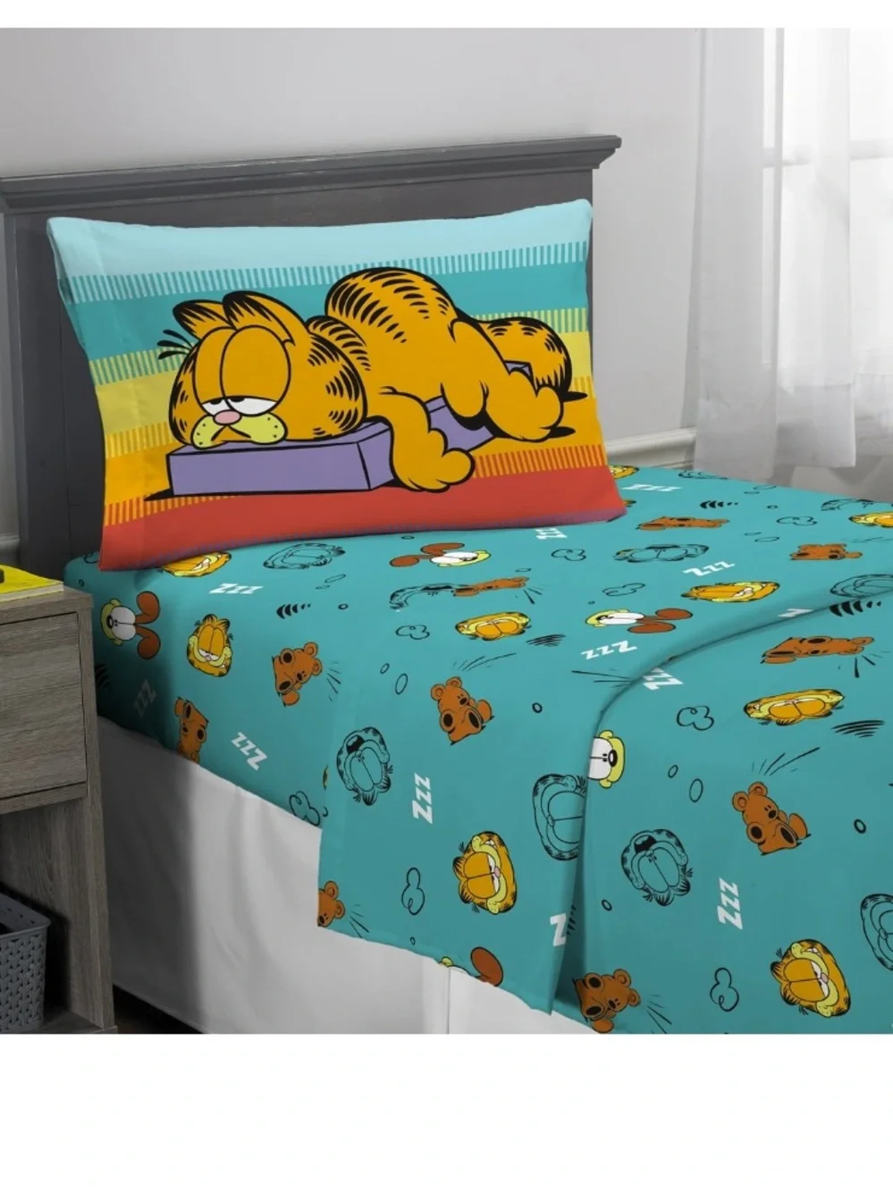 Garfield Kids 3 Piece Teal Blue Sheet Set, Twin multicolor